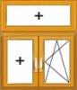 Деревянное окно со стеклопакетом 2 створки с фрамугой
