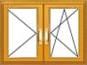 Деревянное окно со стеклопакетом 2 створки штульп